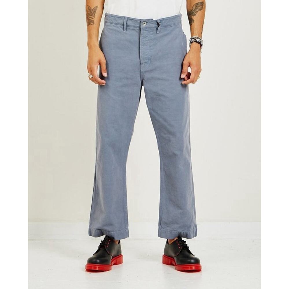 Samuel Zelig Mens Blue Gray Cotton Workwear Straight Leg Canvas Pants 32 $345
